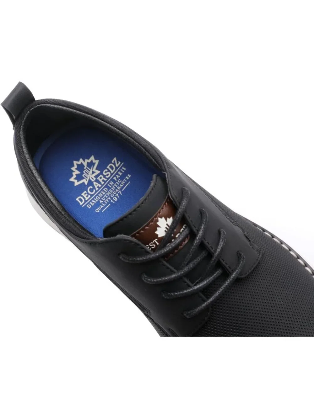 Men's Black Pin-dot Kitten Heel Perforated Lace-up Business Dress Oxford Shoes